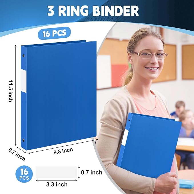 Henoyso 16 Pcs 3 Ring Binder 0.5 Inch Round Fits Letter Size 8.5'' x 11'' Paper - Image 3
