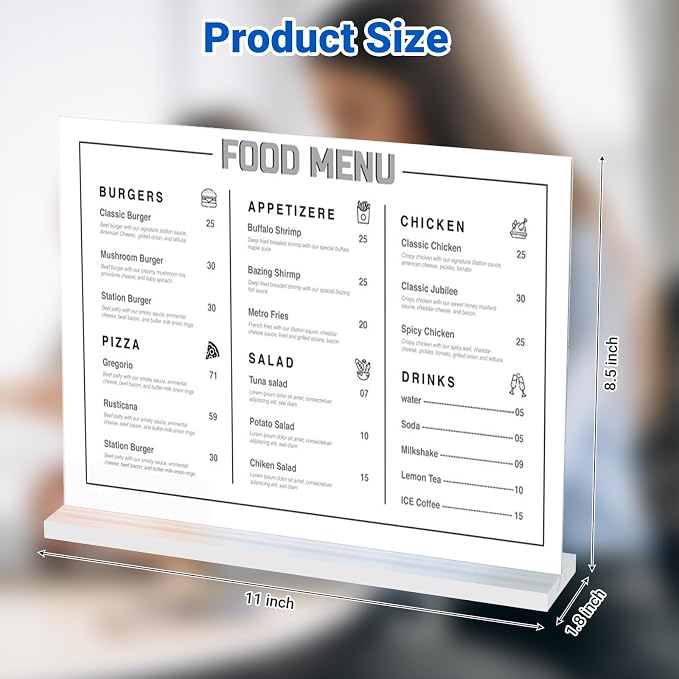 10 Pack Acrylic Sign Holder 11 x 8.5 Horizontal, Double-Sided Clear Sign Holder - Image 2