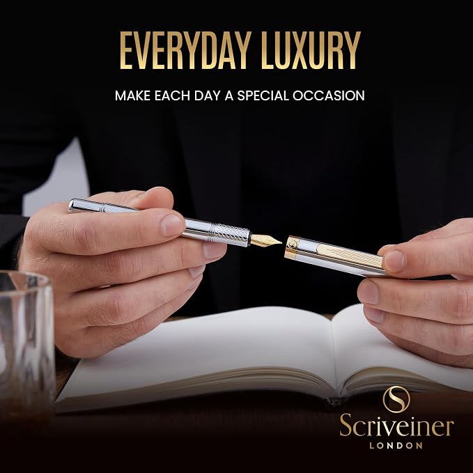 Scriveiner Silver Chrome Fountain Pen, Award Winning, Heavy Pocket Stunning - Image 8