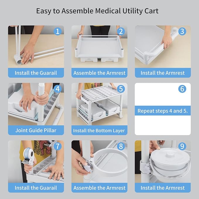 Rolling Utility Cart, Qiwey Medical Utility Cart - Image 6
