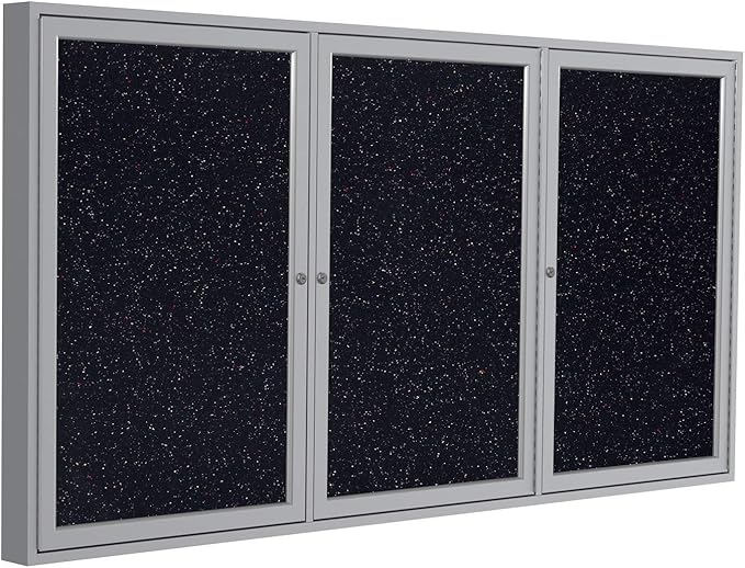 Ghent 36"x72" 3-Door indoor Enclosed Recycled Rubber Bulletin Board, Shatter by Ghent
