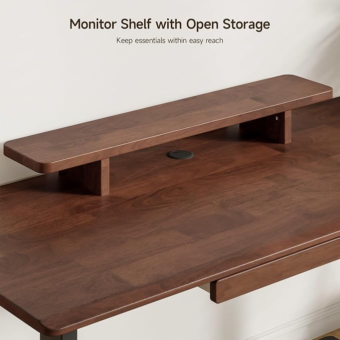 ONBRILL Standing Desk with Drawer, 47x23.6 Inches Solid Wood Desktop Stand Up - Image 5
