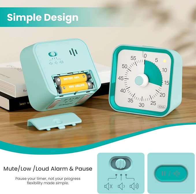 Visual Timer for Kids with Pause Function, 60 Minute Countdown Timer for Kids - Image 4