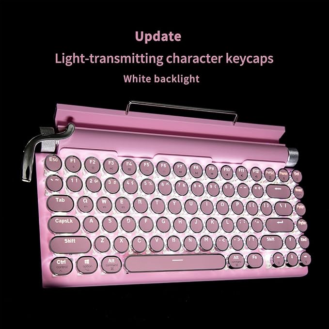 Adventurers Typewriter-Style Retro Mechanical Keyboard LED Backlight 83 Keys - Image 3