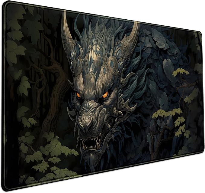 Japan Black Desk Mat Dragon Anime Gaming Mouse Pad Large Desk Pad by Mechanical+Cattle