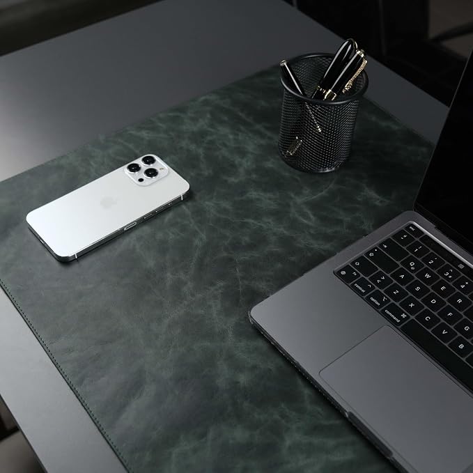 TORONATA Jersey Genuine Calfskin Leather Desk Pad, Office Desk Mat - Image 4