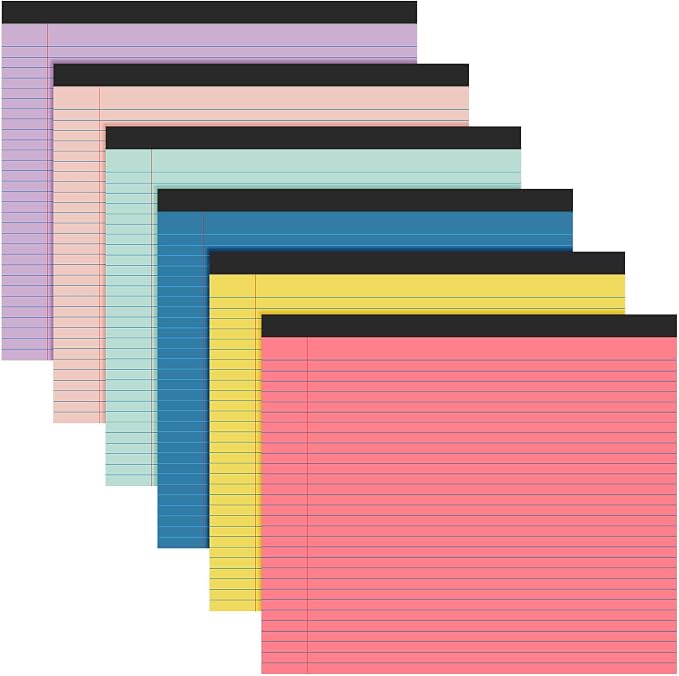 Lincia 6 Pcs 11" x 9.5" Legal Pads College Ruled Notepad Landscape Notebook by Lincia