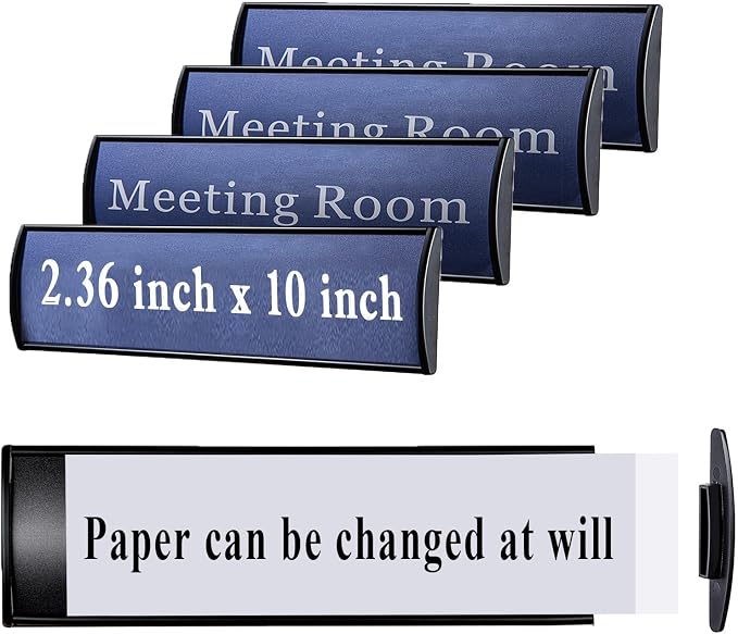 Set of 5 - Nameplate Holder for Wall Mount, 2.36'' x 10'' Curved Office by SINKAA