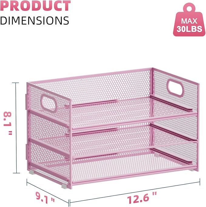 Marbrasse 3 Tier Paper Organizer Letter Tray, Mesh File Organizer - Image 3