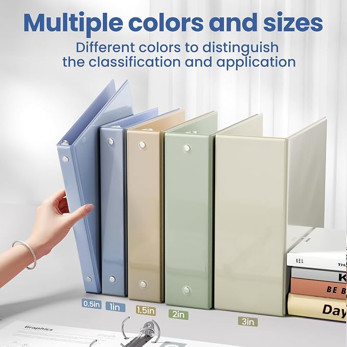 SUNEE 3 Ring Binder 3 Inch 1 Pack, Haze Blue - Image 5