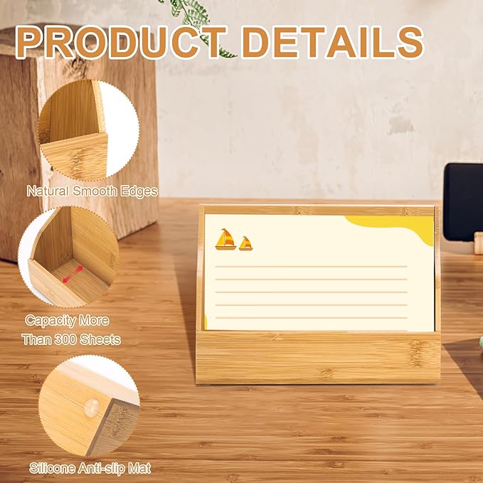 SHIQIKEJIPTY 4x6 Wood Index Card Holder Wooden Index Card Box Cards Display - Image 3