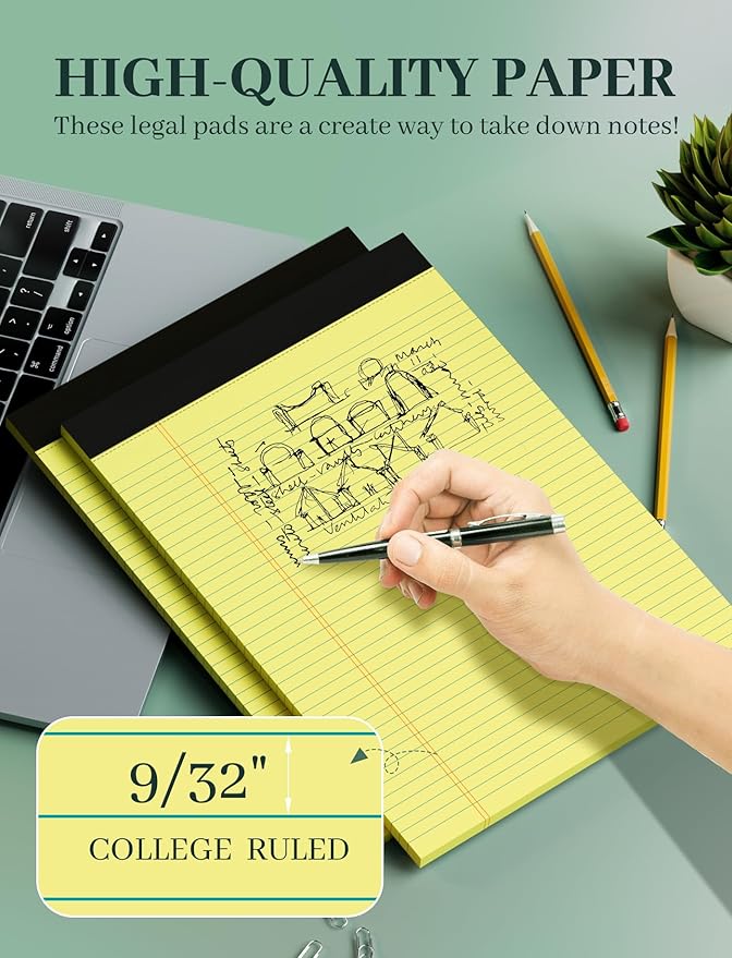 Aidunmis 10 Pack Yellow Legal Pads 8.5 x 11 College Ruled Note Pads Lined - Image 5