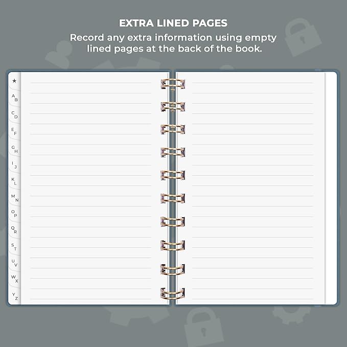 Clever Fox Password Book Spiral – Mini Internet Address & Password Organizer - Image 6
