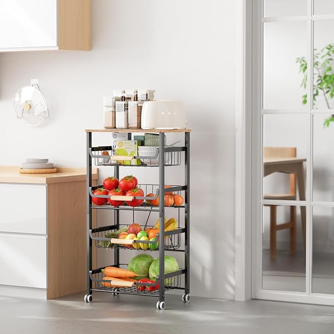 NiuYichee 5-Layer Fruit Basket Kitchen Food Storage Organizer and Storage Rack - Image 6