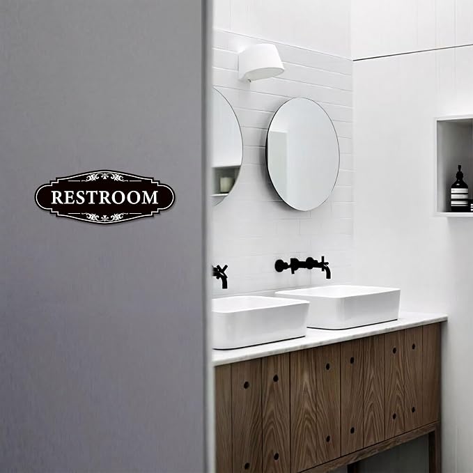 Restroom Sign for Business and Home，Self-adhesive Unisex Bathroom Sign - Image 6