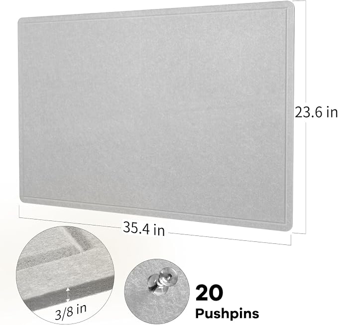 Bulletin Board, 36 x 24 Inches Felt Pin Board, Cork Alternative - Image 5