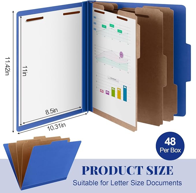 Skyygemm 48 Pcs Classification Folders Letter Size, 3 Divider Pressboard File - Image 2