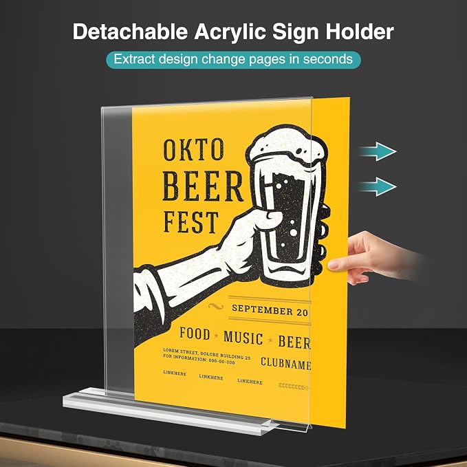 Relx 6 Pack Acrylic Sign Holder 8.5 x 11, Vertical T Shape Plastic Sign Holder - Image 5