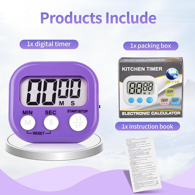 2 Pack Pack Digital Kitchen Timer Magnetic Digital Timer - Image 3