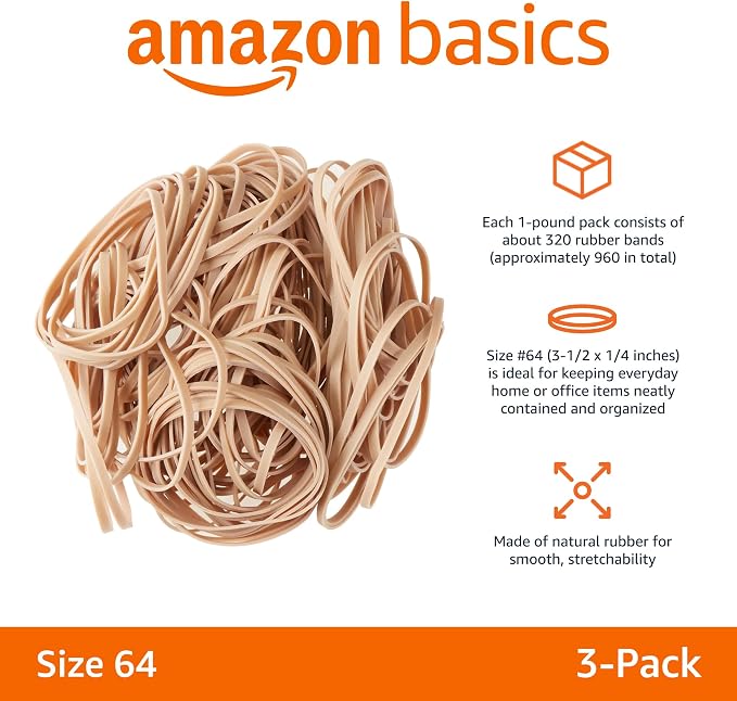 Amazon Basics Rubber Bands, Size 64, 320 Bands/1 lb Pack - Image 2