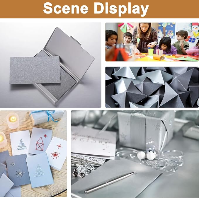 Silunkia 28 Sheets Shimmer Silver Cardstock 8.5 x 11 Metallic Paper, - Image 7