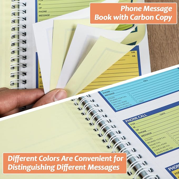 Spiral Bound Phone Message Book 5-1/4x11inch Phone Message Forms Book 2 Part - Image 3