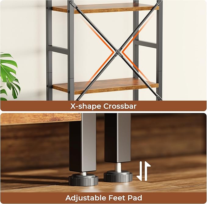 SUPERJARE Triple 6 Tier Bookshelf, Bookcase - Image 6