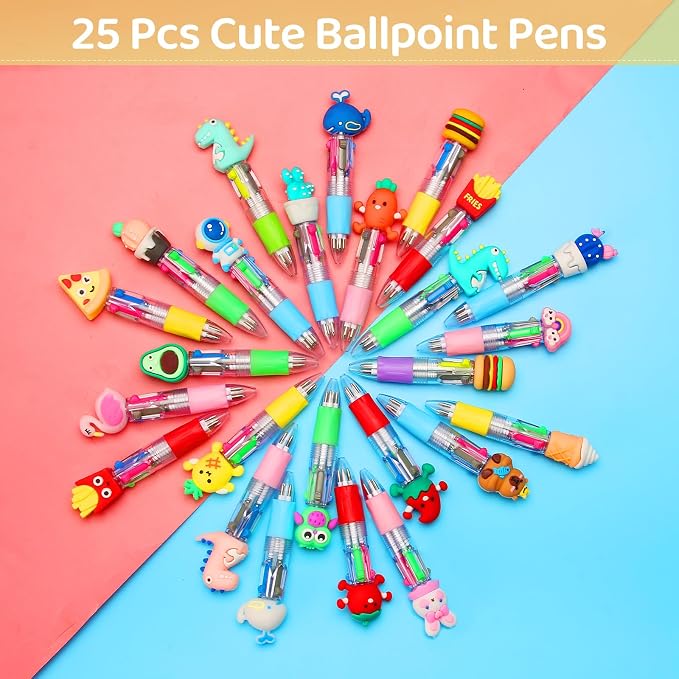 LiYiQ 25 Pcs Multicolor Pen in One Fun 4-in-1 Cute Pens Bulk Kawaii Cool - Image 3