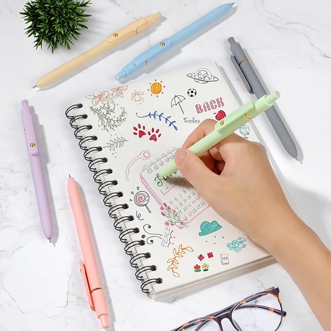 FIOVER Colored Pens, 6 Pack Colorful Gel Pens, Quick-Dry 0.7mm Medium Point - Image 5