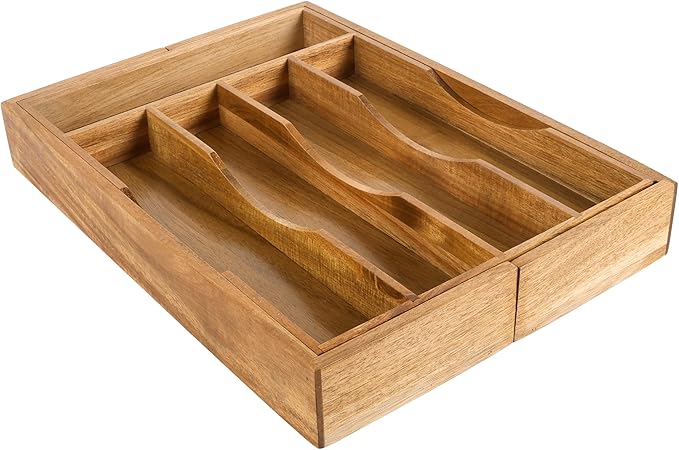 oridom Expandable Acacia Kitchen Drawer Organizer - Image 9