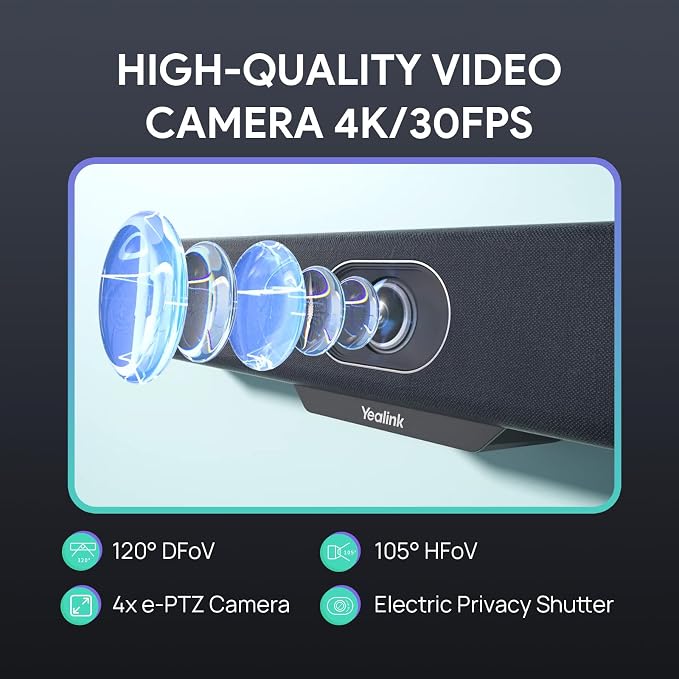Yealink Video Conference Camera, 4K Webcam, 120° Ai Auto Framing, 8 Microphone - Image 2