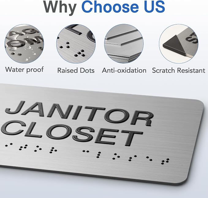 WAITING ROOM Signs with Raised Text & Grade 2 Braille, Brushed Aluminum/Silver - Image 3