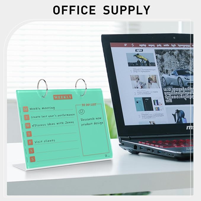 Desktop Glass Dry Erase & Acrylic Aesthetic Calendar Weekly to-do List Combo - Image 2