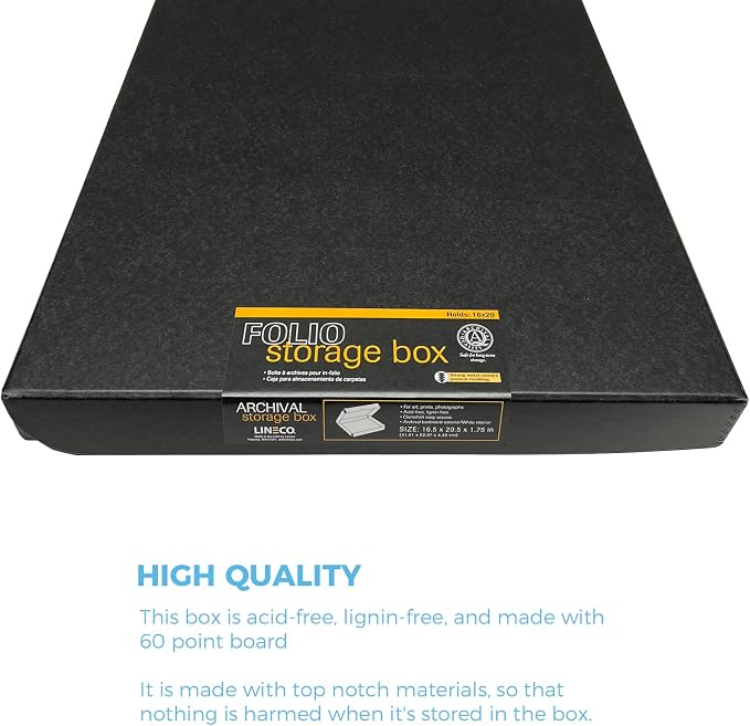 Lineco Clamshell Folio Storage Box, 16.5" x 20.5" x 1.75" Prints, Metal Edge - Image 3