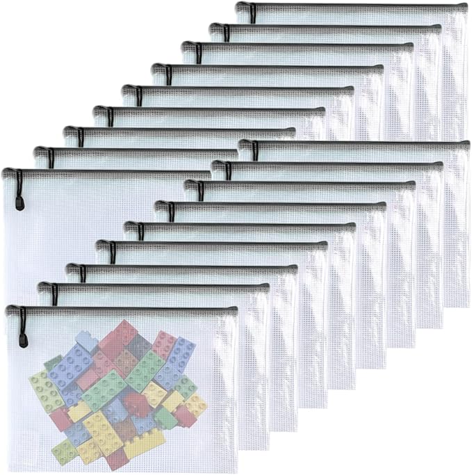 Oaimyy-11 x 14"-18 Pcs-Plastic Mesh Zipper Pouch Document Folders Bag Zip File by Oaimyy
