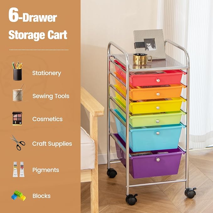 RELAX4LIFE 6-Drawer Rolling Storage Cart - Image 4