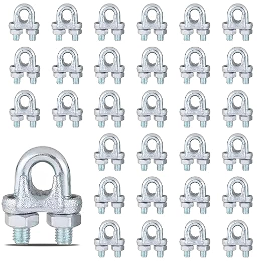 30PCS M5 Heavy Duty Wire Rope Clamps, 3/16-Inch Zinc Plated Wire Cable Clamps by High-PQ