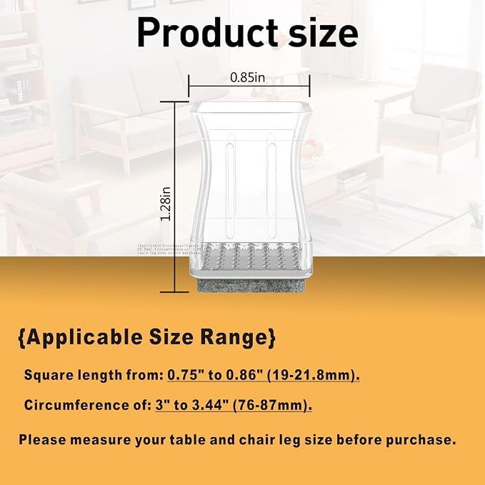 Square Chair Leg Protectors for Hardwood Floors - Image 2