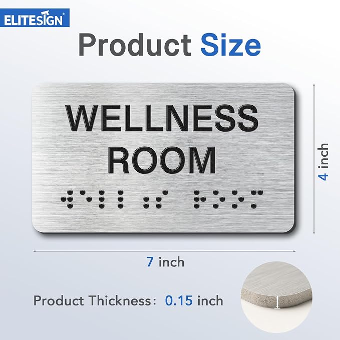 Break Room Signs with Raised Text & Grade 2 Braille, Brushed Aluminum/Silver - Image 4
