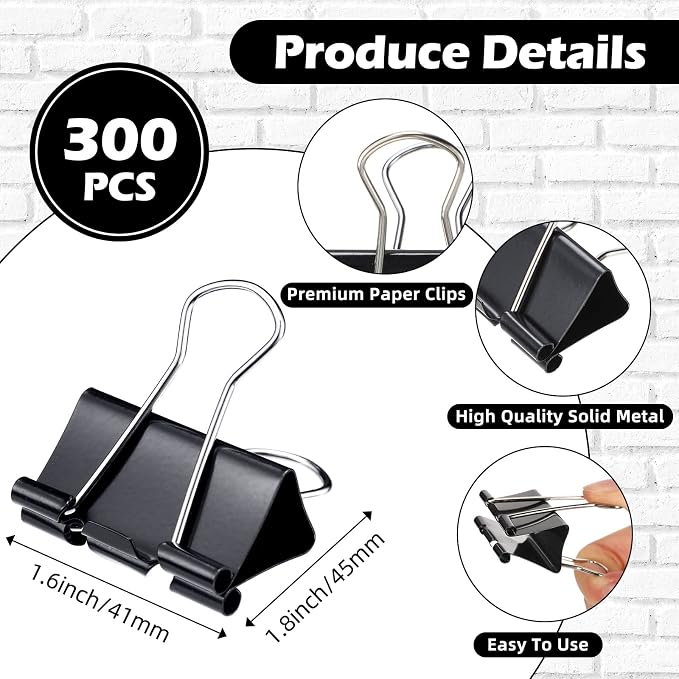 Yexiya 300 Pcs Large Binder Clips Bulk Big Paper Clamps Office Supplies Paper - Image 2