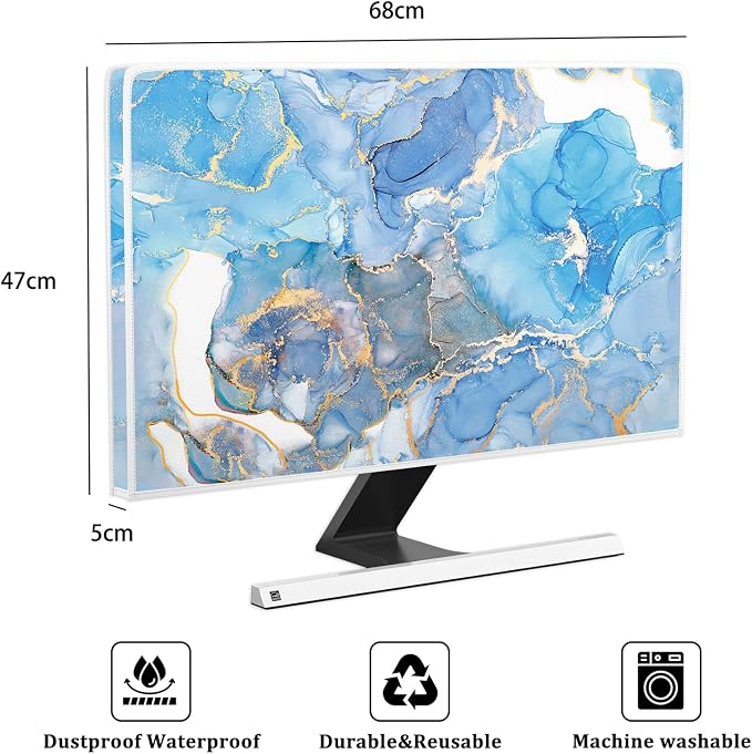 Baocicco Baby Blue Gold Marble Waterproof Computer Monitor Dust Cover 26 - Image 2