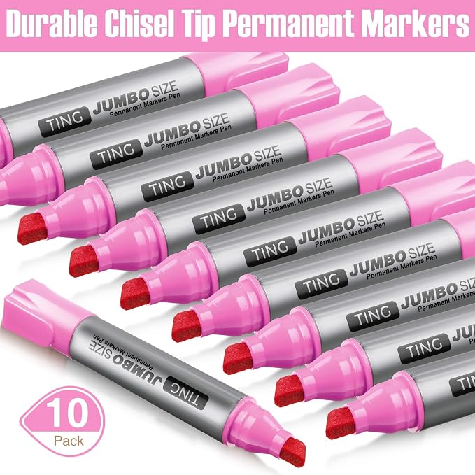 Fuutreo 10 Pack Jumbo Permanent Markers Bulk Large Chisel Tip Permanent Markers - Image 2