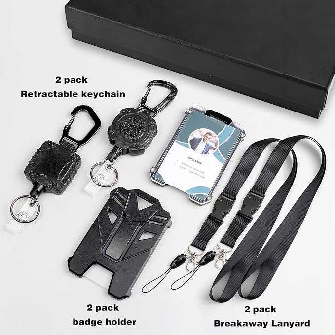 AIDSOTOU Badge Holder Retractable Clip Heavy Duty Carabiner Badge Reel Keychain - Image 2