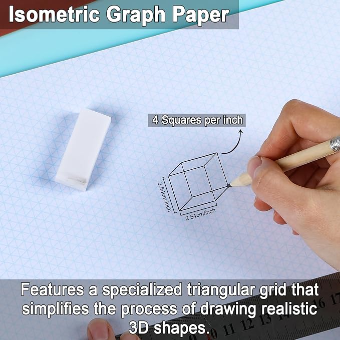 2 Pack 100 Sheets 8.5" x 11" Isometric Graph Paper Pad Landscape - Image 3