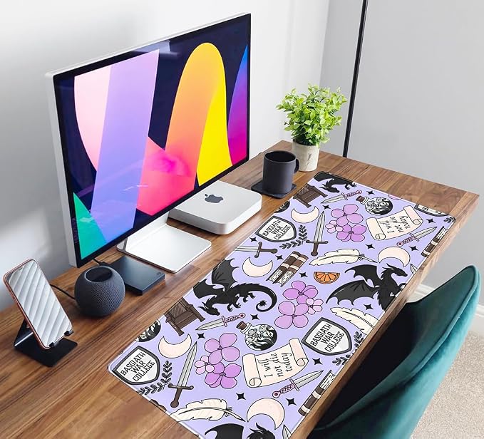 Cute Desk Pad Kawaii Black Loong Mouse Pad Purple Magic Desk Keyboard Pad - Image 6