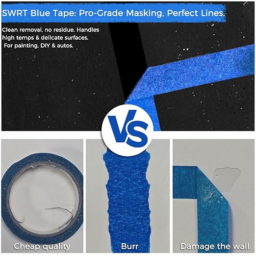 SWRT Blue Painter's Tape 1 Inch x 55 Yards x 24 Rolls – Upgraded Adhesive - Image 8