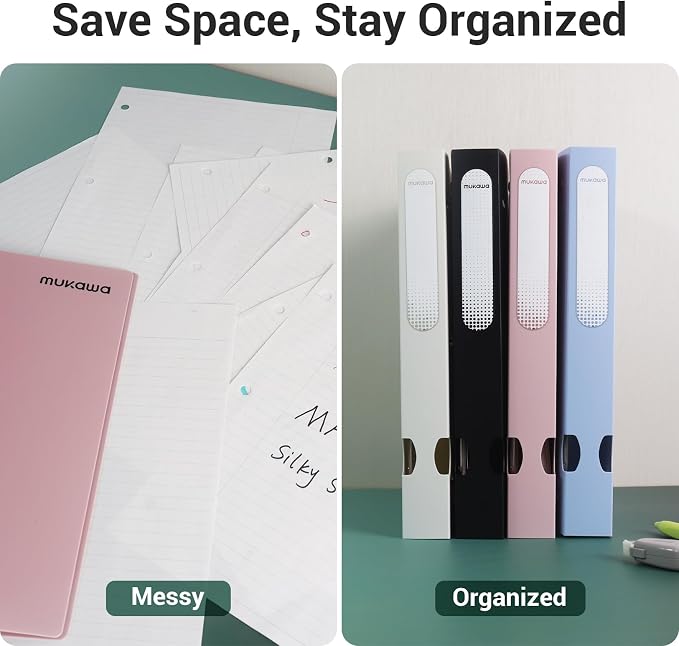 MUKAWA 1 Inch 3 Ring Binder, D-Ring Binder Holds 250 Sheets, PP Cover - Image 7