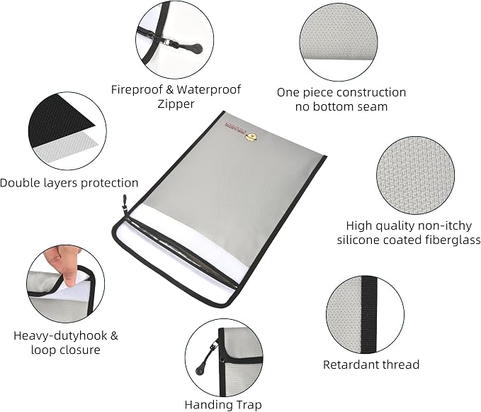 2 Pcs Fireproof Document Bag, Waterproof Fireproof Money Bag - Image 4