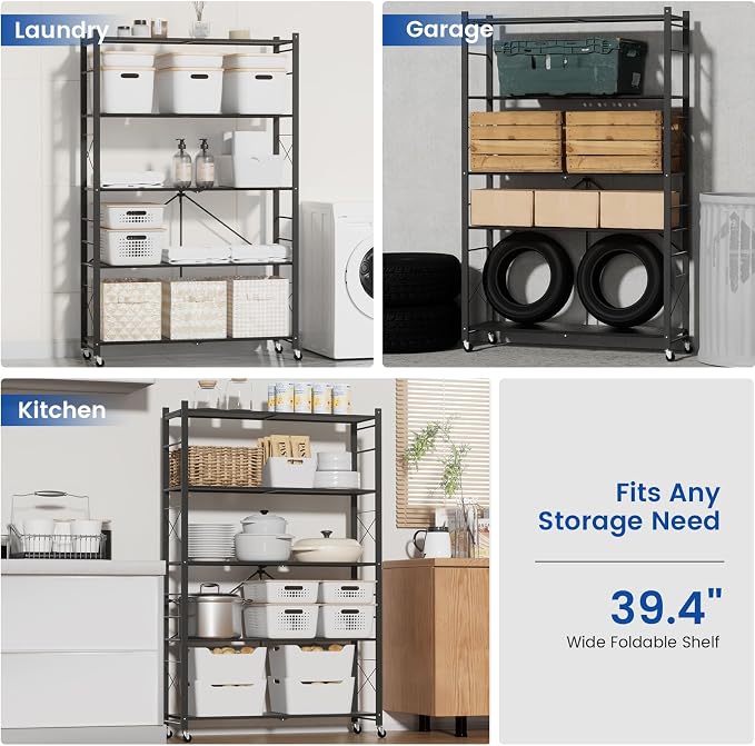 ALANNG 40" W Foldable 5-Tier Storage Shelves - Image 9