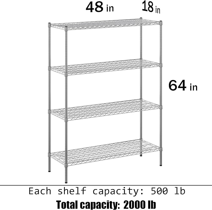 Regal Altair 18" Deep x 48" Wide x 64" Height Wire Shelving Kit | 4-Tier | NSF - Image 3